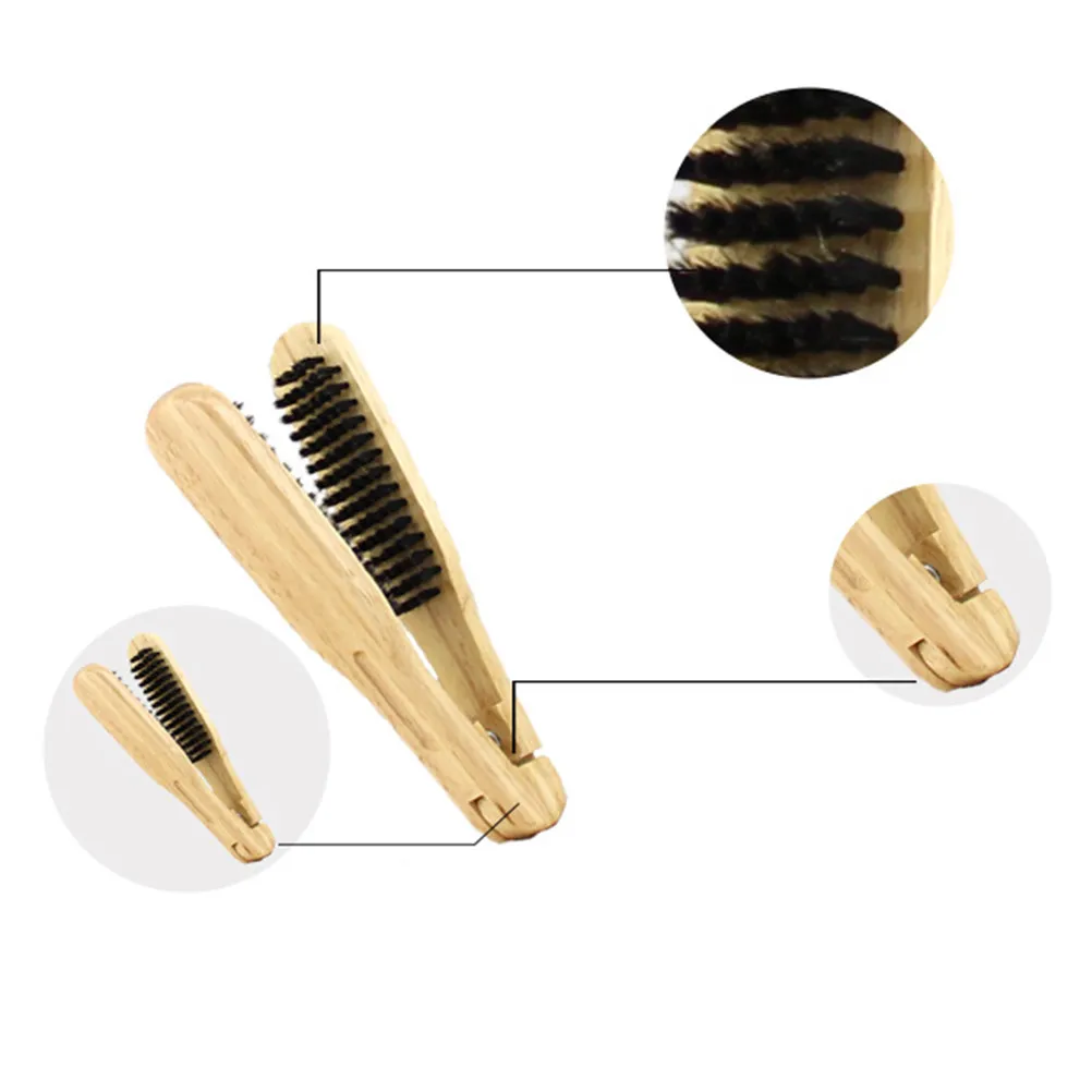 

Набор из 2 портативных расчесок-выпрямителей для волос с щетиной, для укладки коротких и средних волос, для домашнего использования