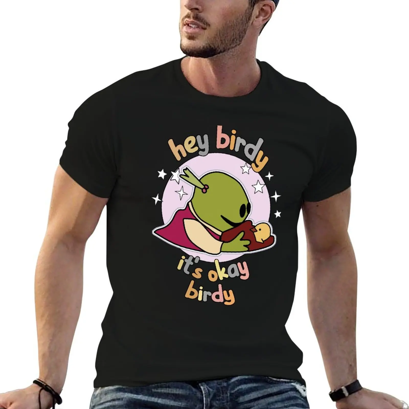 

Hey Birdy It's Okay Birdy Nanalan Mona Funny Meme T-Shirt tops shirts graphic tee plus sizes clothing for men