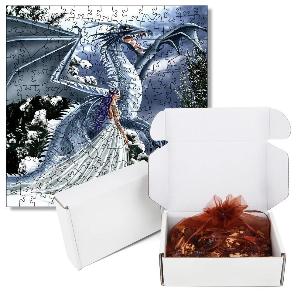 Feroz Ice Dragon Wooden Jigsaw Puzzle, Festival Gift Brinquedos para Adultos, Animal Wood Puzzles, Holiday Gift for Kids