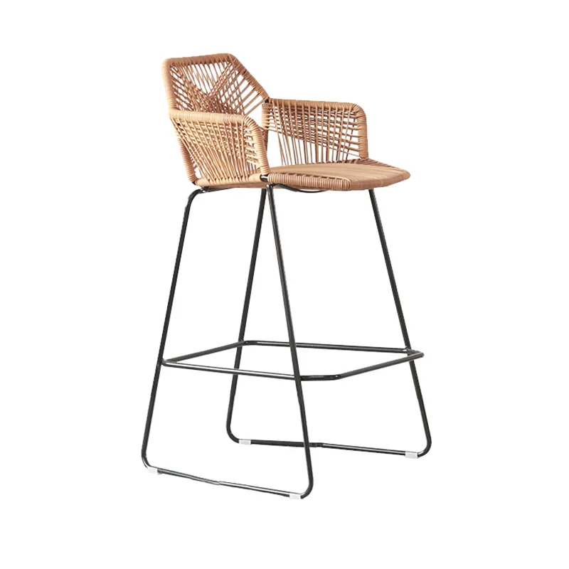 Rattan Reception Bar Chairs Woven Nordic Ergonomic Island Waiting High Chairs Garden Counter Adults Sillas De Bar Home Furniture