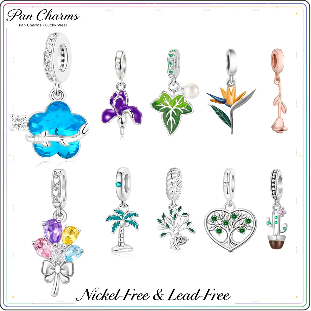 Plant Flower Leaf Pendant Charms Beads   Greenery Nature Jewelry Pan Charms Bracelet Necklace DIY Supplies Gift Women Girls Boys