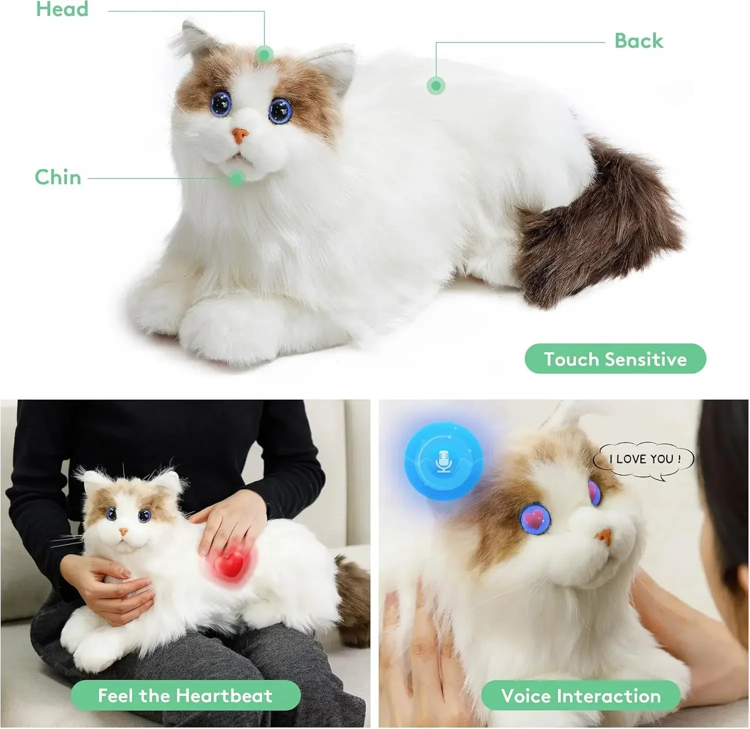 ELEPHANT ROBOTICS MetaCat Ragdoll Interactive Companion Robot Cat Voice Command Touch Sensor Eye Animation All-Ages Realistic