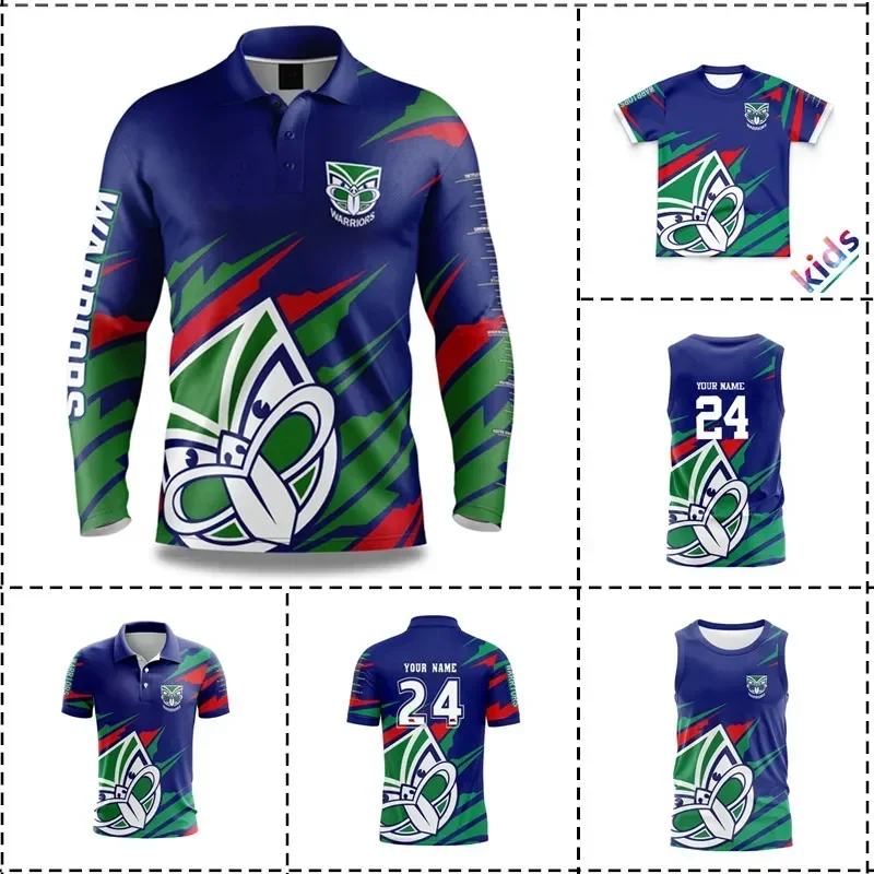 

Customization 2024 New Zealand Warriors Fishing Shirt Rugby Jersey - Men's Size: S-5XL（Print Custom Name Number）