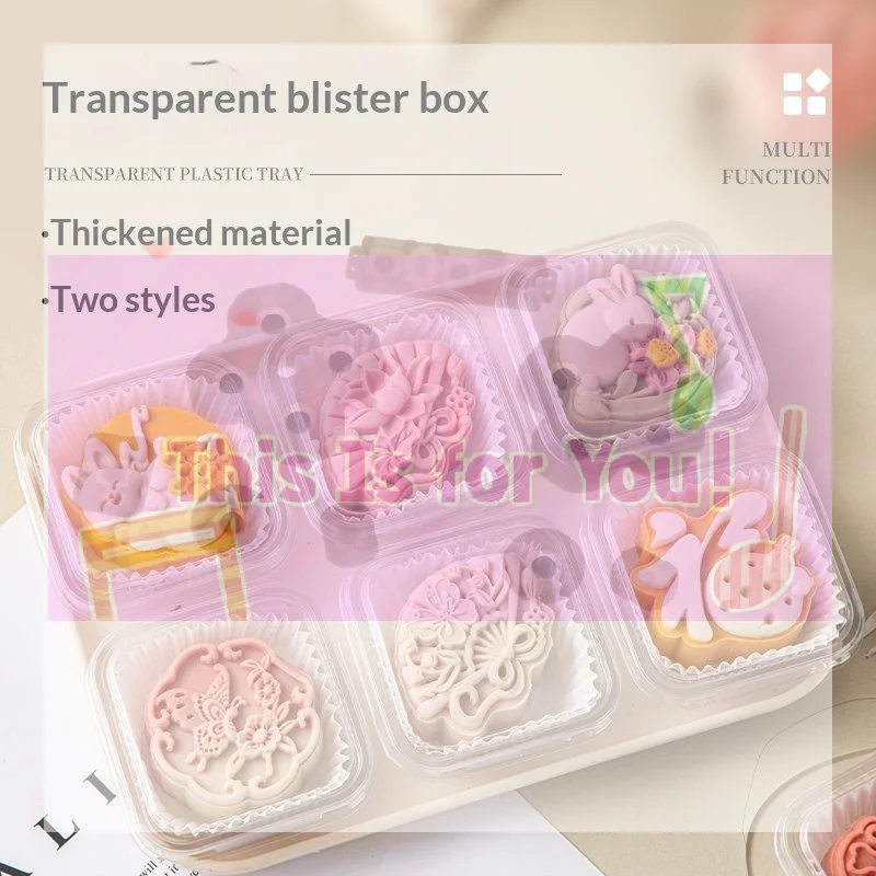 【MA】50 Pcs Transparent Plastic Mooncake Tray Thickened Sturdy Material For Mid Autumn Pastry Dessert Packaging