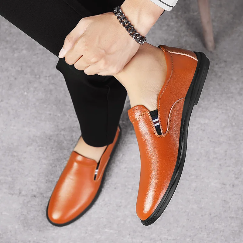 أحذية رجالية وصلت حديثًا، أحذية جلدية بسيطة، أحذية مسطحة مريحة، أحذية رجالية مصنوعة يدويًا، أحذية عمل كلاسيكية #4