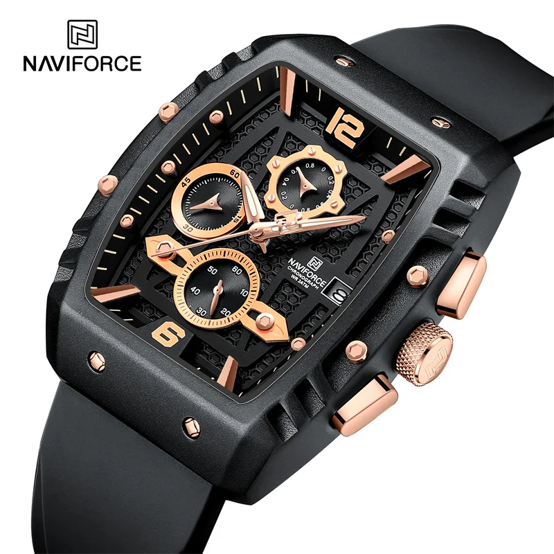 New NAVIFORCE Fashion Waterproof Clocks Design Men's Watches Silicone Military Quartz Wristwatches Dual pointer display Gifts