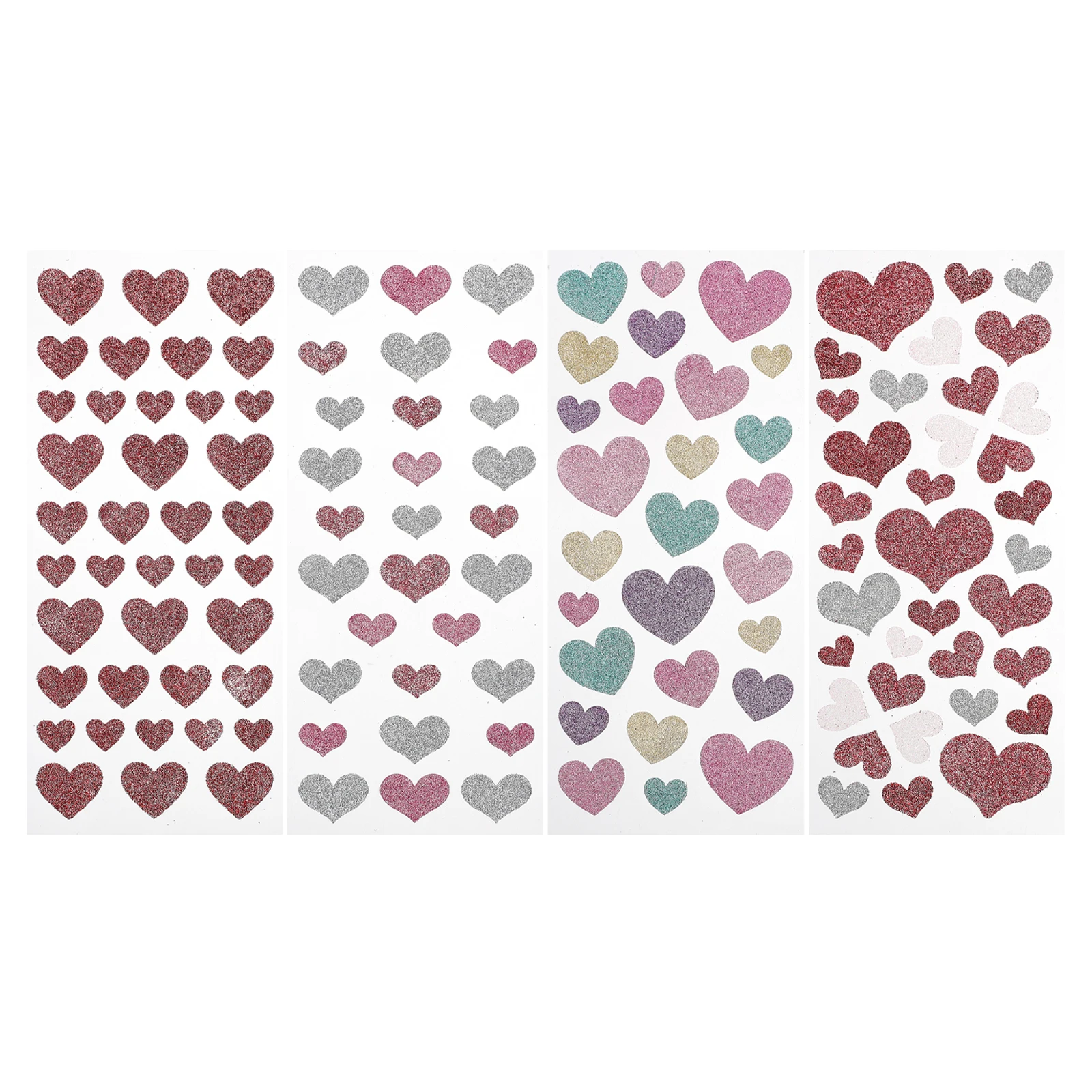 

4 Sheets Love Stickers Anniversary Decorations Valentines Day Party Applique Valentine's Glitter Heart Child