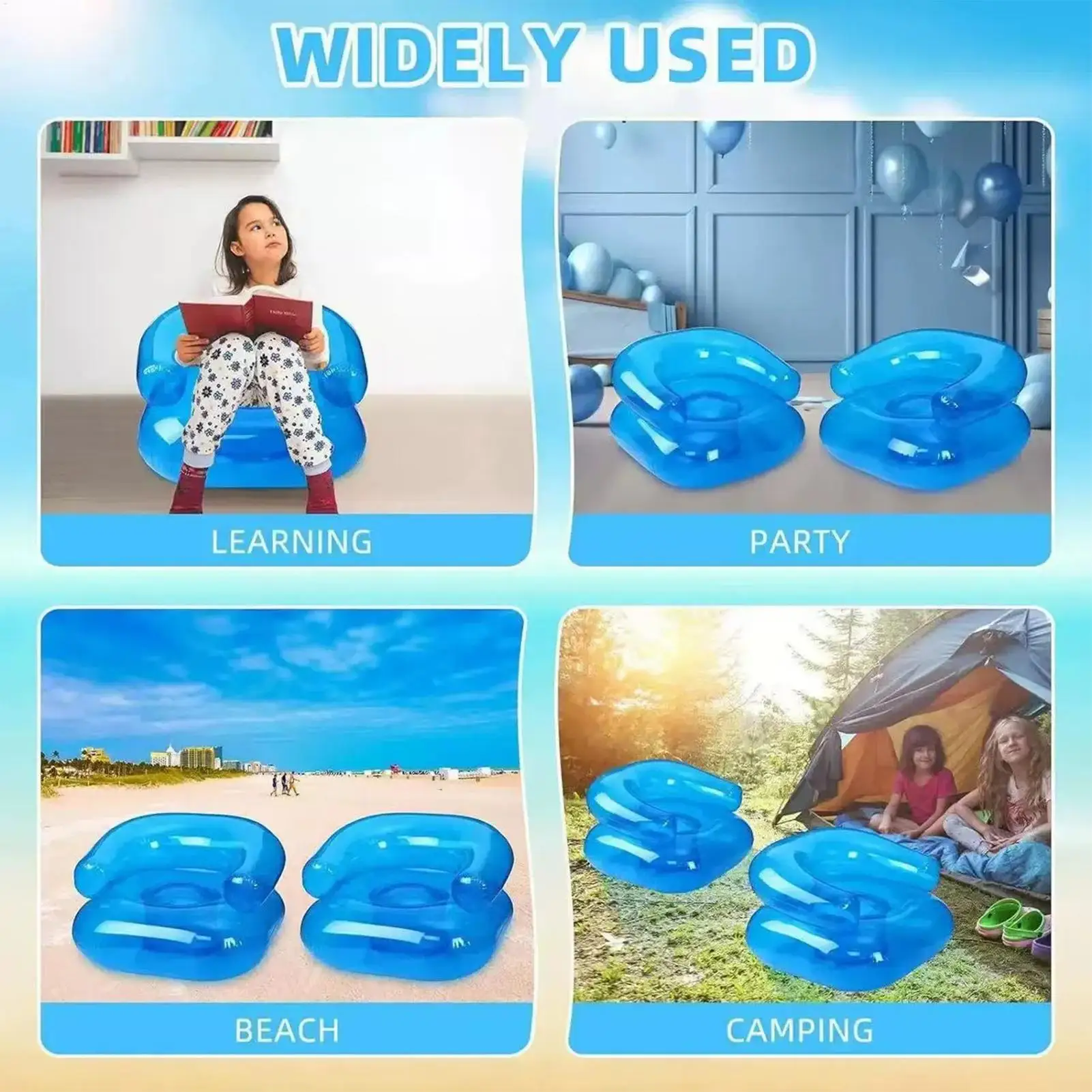 Kids Inflatable Chair Portable Pvc Couch Blow Up Chairs For Camping Beach Party Pool Indoor Outdoor Swimming image 3
