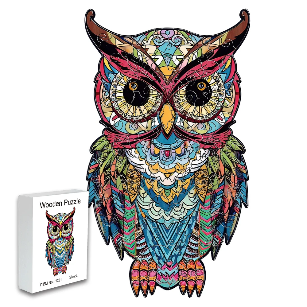 Wooden owl puzzle adult stress relief toy Family interactive difficult game Personalized DIY puzzle gift home decor