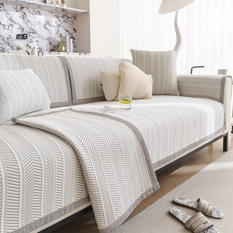 

Ice Silk Cooling Sofa Cushion Summer Embroidery Cooler Cushion Non-Slip Sofa Cover Breathable Anti-Scratch Living Room Sofa Back