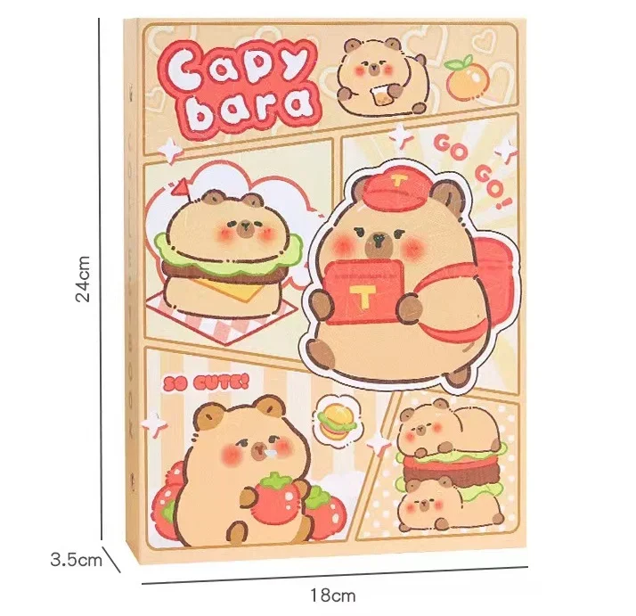 Cartoon Capybara Photo Card Binder, Background Paper, Strengthening Ple, Binding Machine, 40 Pockets