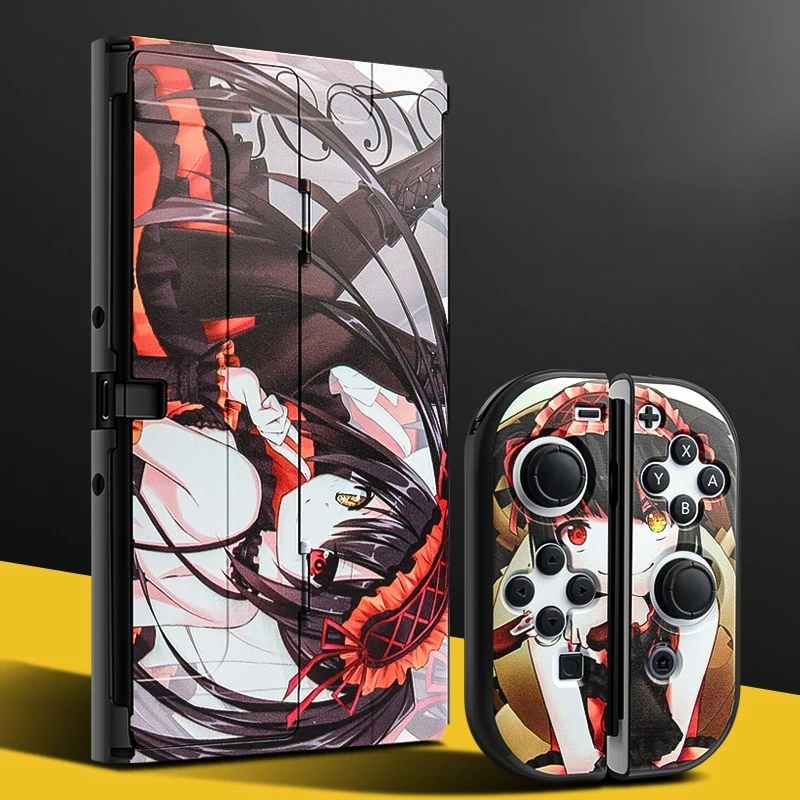 Funda protectora para Nintendo Switch, accesorios OLED, tema de Anime, cubierta Joycon, tapa basculante, accesorios para Switch, juegos de consola