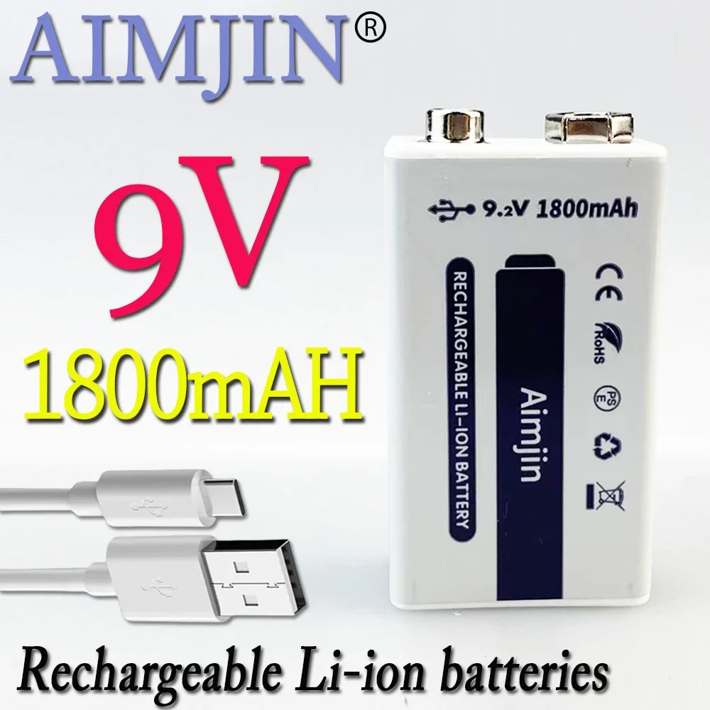 

9V 1800mAh li-ion Rechargeable Battery Micro USB Batteries 9V lithium For Multimeter Microphone Toy Remote Control KTV