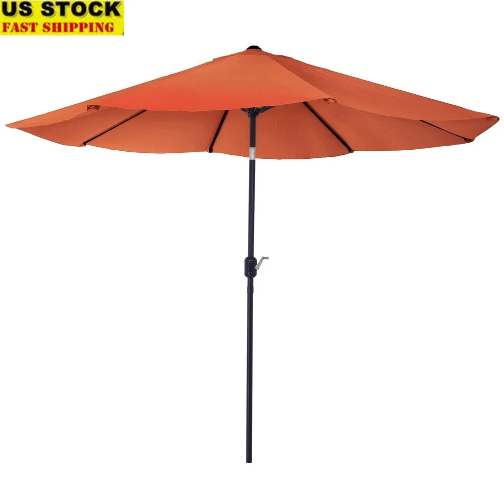 

10FT Patio Umbrella Auto Tilt Vented Canopy Outdoor Shade Crank Sun Blocking Pool Table Garden Relaxation