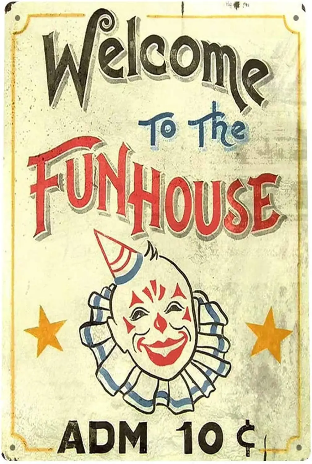 Blechschild Fun House Circus Metalldekor Clown Art Kitchen Store Ranch Bar