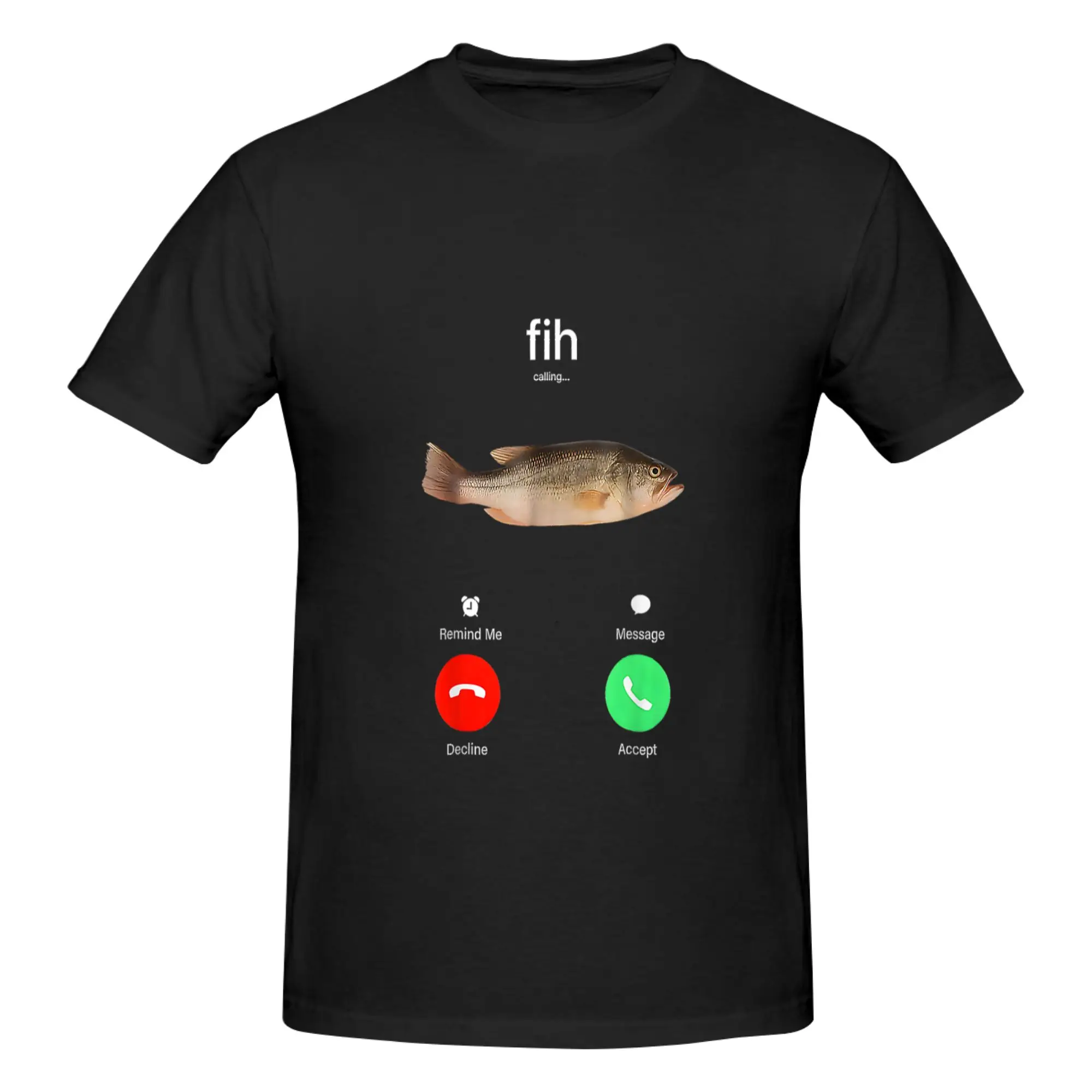 Funny Fih Call Call Me Back Message Decline Accept Phone Call Fish Essential Men's Printed T-Shirt Unisex T shirtBlack