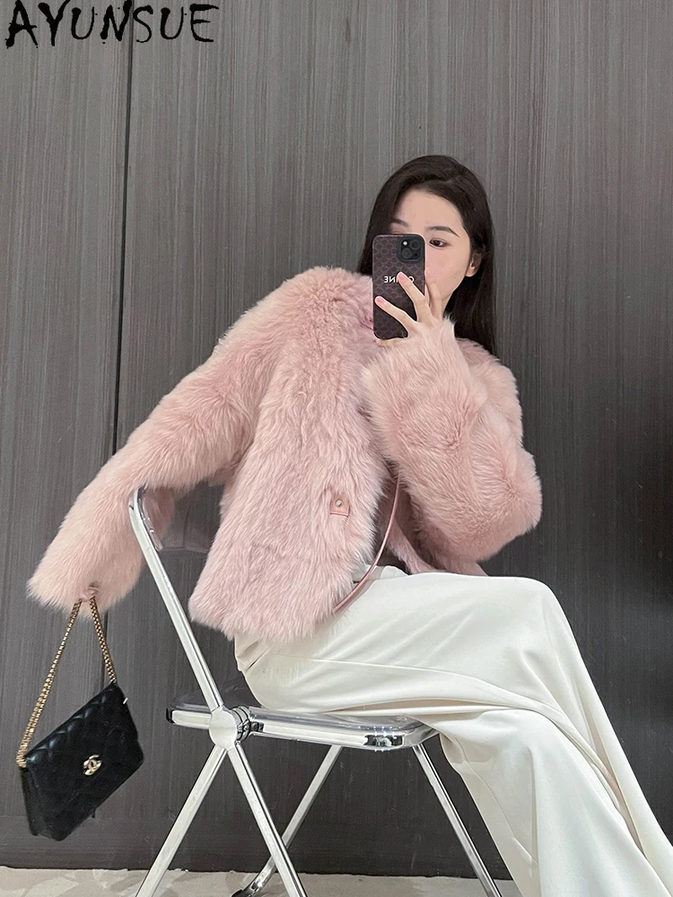 AYUNSUE 2025 Kurtka z polaru damski średniej długości luksusowe futra dla kobiet odzież wysokiej jakości nowość w odzieży wierzchniej Abrigo Mujer