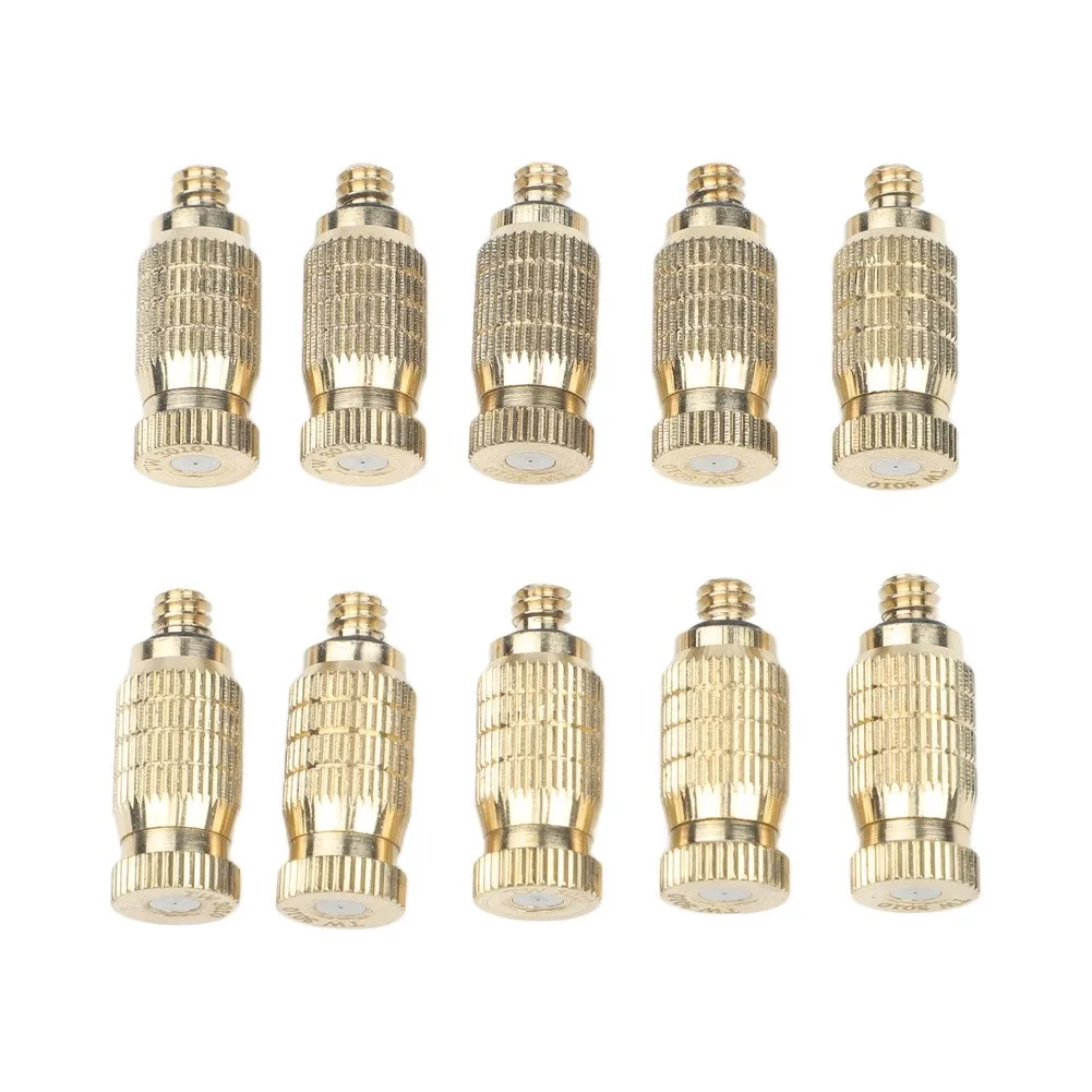 10pcs Brass Atomizing Nozzle Spray Head For Garden Watering Greenhouse Livestock Breeding Outdoor Misting Cooling System Tool