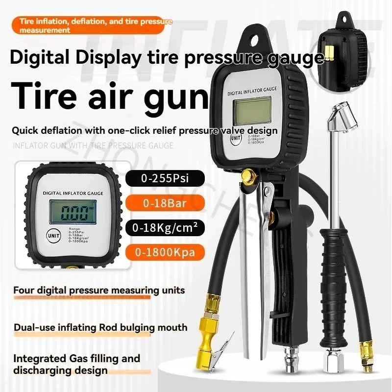 Excellent Digital Electronic Tire Pressure Gauge, Car Tire Filling Gun Barometer Inflation Pressure Gauge Inflatable Gauge Tool