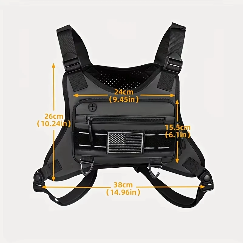 الرجال تشغيل حقيبة صدر للرجال الرياضة في الهواء الطلق متعددة الوظائف الجبهة تلاعب الصدر الحقيبة الدراجات سترة صيد الصالة الرياضية السفر التخييم على ظهره #6