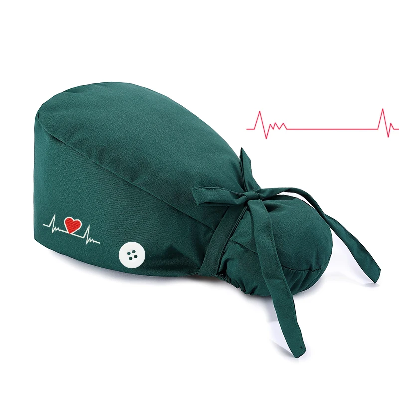 Algodão unissex esfrega chapéus com botão chapéus de trabalho ajustável pet shop poeira boné sanitário salão de beleza enfermagem trabalho esfrega bonés