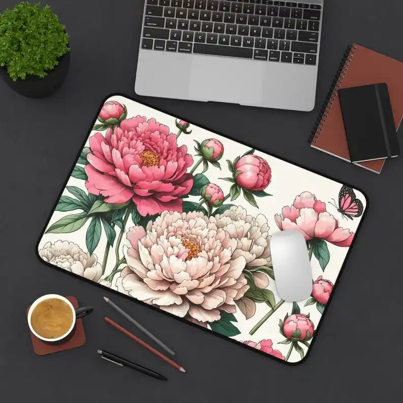 

Peony Flower Mouse Pad, Non-slip Waterproof Gaming Mouse Pad, Peony Gaming Desk Decorative Mat, Perfect Gift for Friends