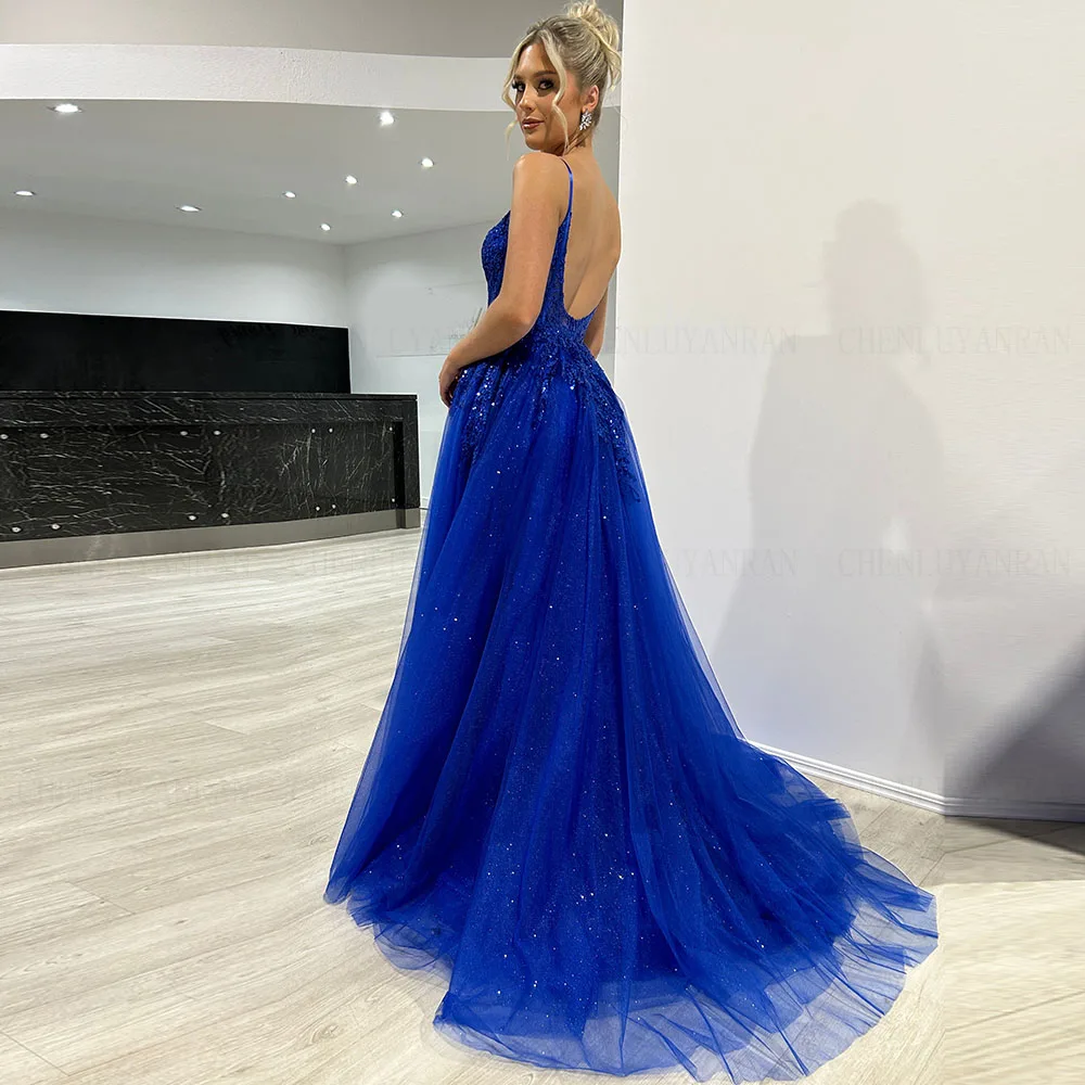 

Exquisite Beads Formal Occasion Dresses 2023 Applique Tulle A-Line Party Dress Backless Sexy Evening Gowns فساتين مناسبة رسمية