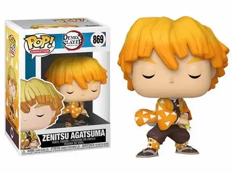 FUNKO POP Demon Slayer Zenitsu Agatsuma # 869 figuras de ação coleção figura de vinil modelo brinquedos carvinal presente de natal