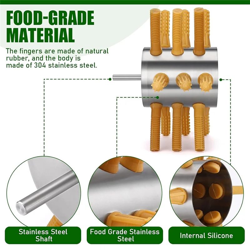 A24P 1 قطعة مزيل ريش الدواجن، جديد 18 إصبعًا، فضي وبني 0.4 بوصة مثقاب ناتف الدجاج، ناتف الدواجن Mac