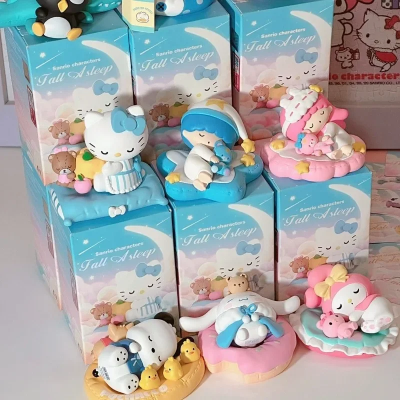 Cartoon My melody Sanrio Cute Cinnamoroll pompon Purin Children Blind Box Toy Creative Figure Ornament squisito regalo di natale