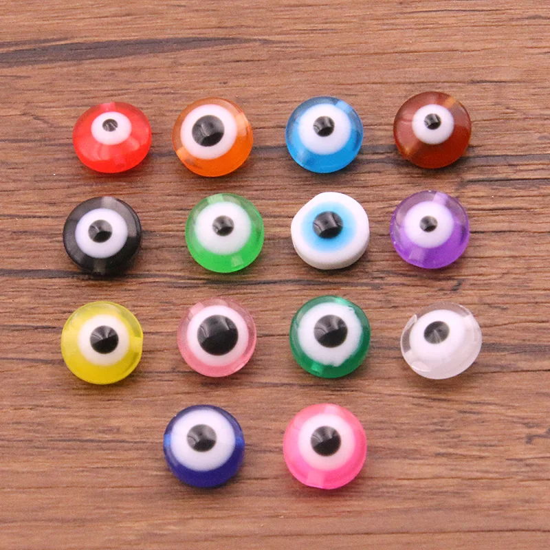 50pcs 14 Color 10mm Oval Shape Spacer Beads Evil Eye Beads Stripe Resin Spacer Beads For Jewelry Making Bracelet Necklace Charms