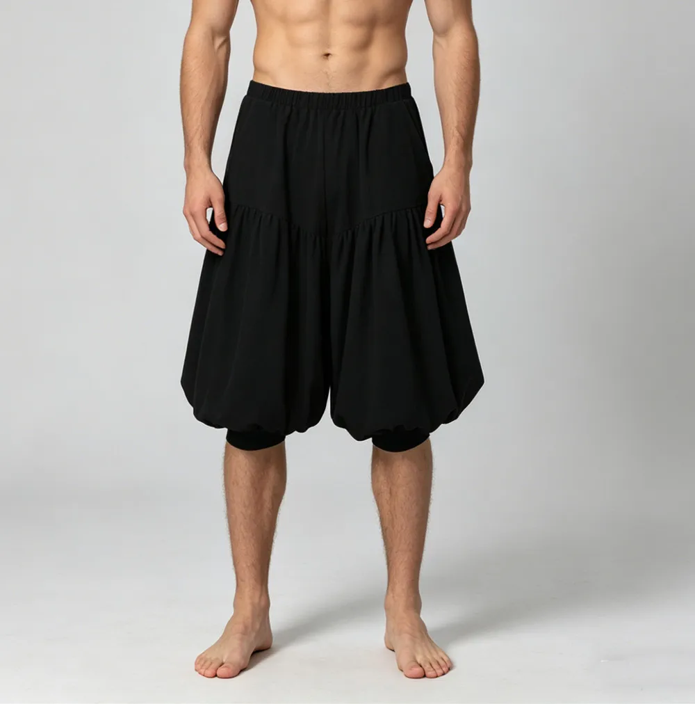 Men Renaissance Medieval Pirate Shorts Colonial Viking Harem Baggy Knicker Pants Halloween Costume Breeches - view 3