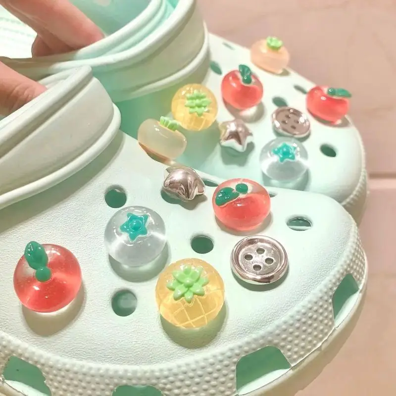 

8/14 шт., подвески для обуви, съемные милые прозрачные однотонные аксессуары для обуви с помидорами для девочек, летняя обувь, декор с пряжкой «сделай сам»