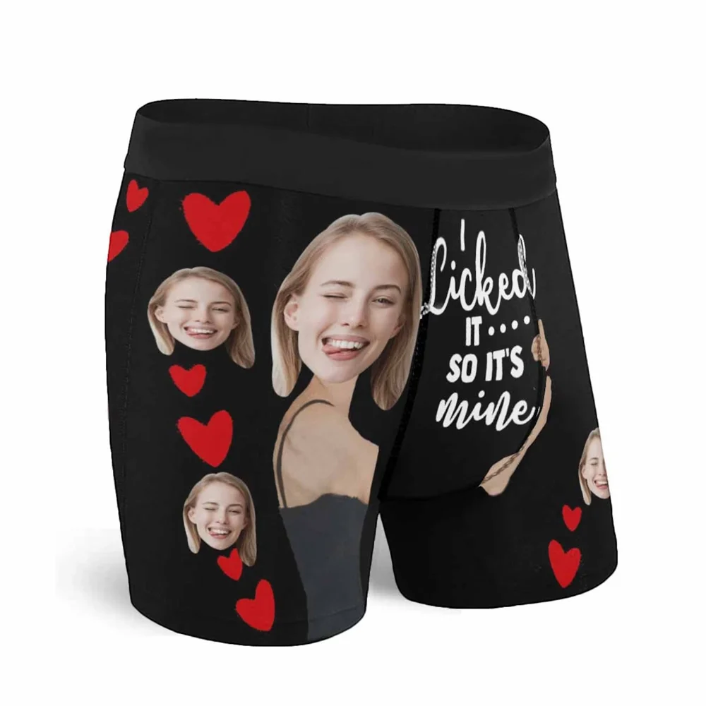 Custom Boxer Briefs with Face, Personalized Licked It So It's Mine Underwear with Photo, Boxers with Face, Gifts for Boyfriend