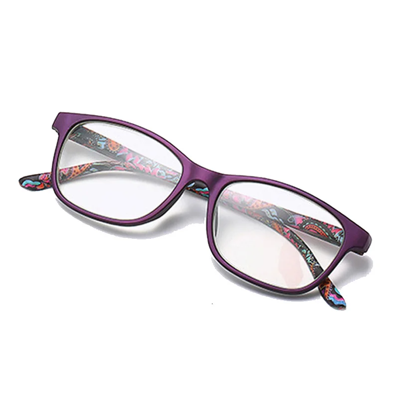 Women Fashion Reading Glasses Female Blue Light Flower Print Magnifying Presbyopic Eyewear Resin Read Eyeglasses +1.0 To +4.0