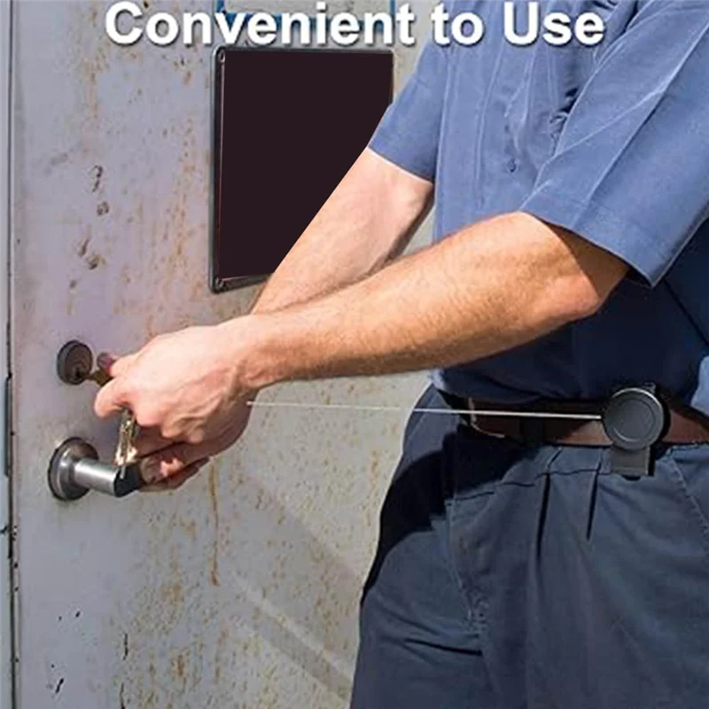 ABFN-Heavy Duty Retractable Keychain With Belt Clip, 360° Retractable Keychain Heavy Duty With Wire Rope And Key Ring 2Pack