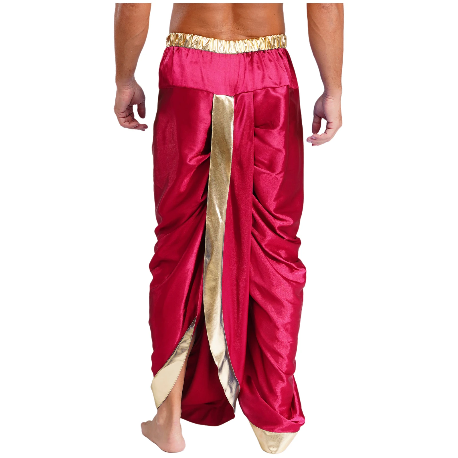 

Men Halloween Festival Readymade Dhoti Pants with Dupatta Arabic Indian Traditional Trousers Festival Party Cosplay Costumes