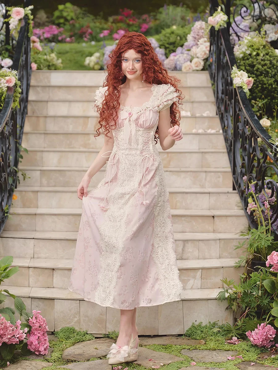 REDDACHiC Renaissance Women Party Gown Romantic Floral Bow Corset