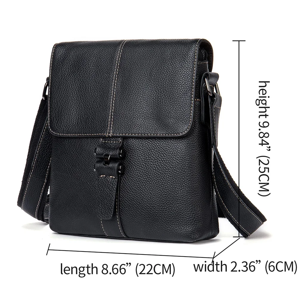 WESTAL Shoulder Bag Husband Genuine Leather Messenger Crossbody Bags Casual Black Side Sling Bags For 9.7 Inch Tablet 8835