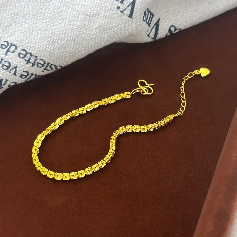 تألق K18 الذهب اللون الصليب سيارة زهرة قلادة سوار للنساء عاشق عيد الحب عيد ميلاد الإسورة مجوهرات هدايا