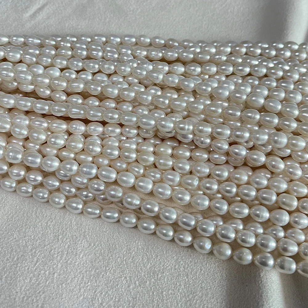 6-7mm AAA Natural Freshwater White Pearl Rice Shape Bead Christmas Gift for Women Jewelry Make DIY Necklace Bracelet Accessories