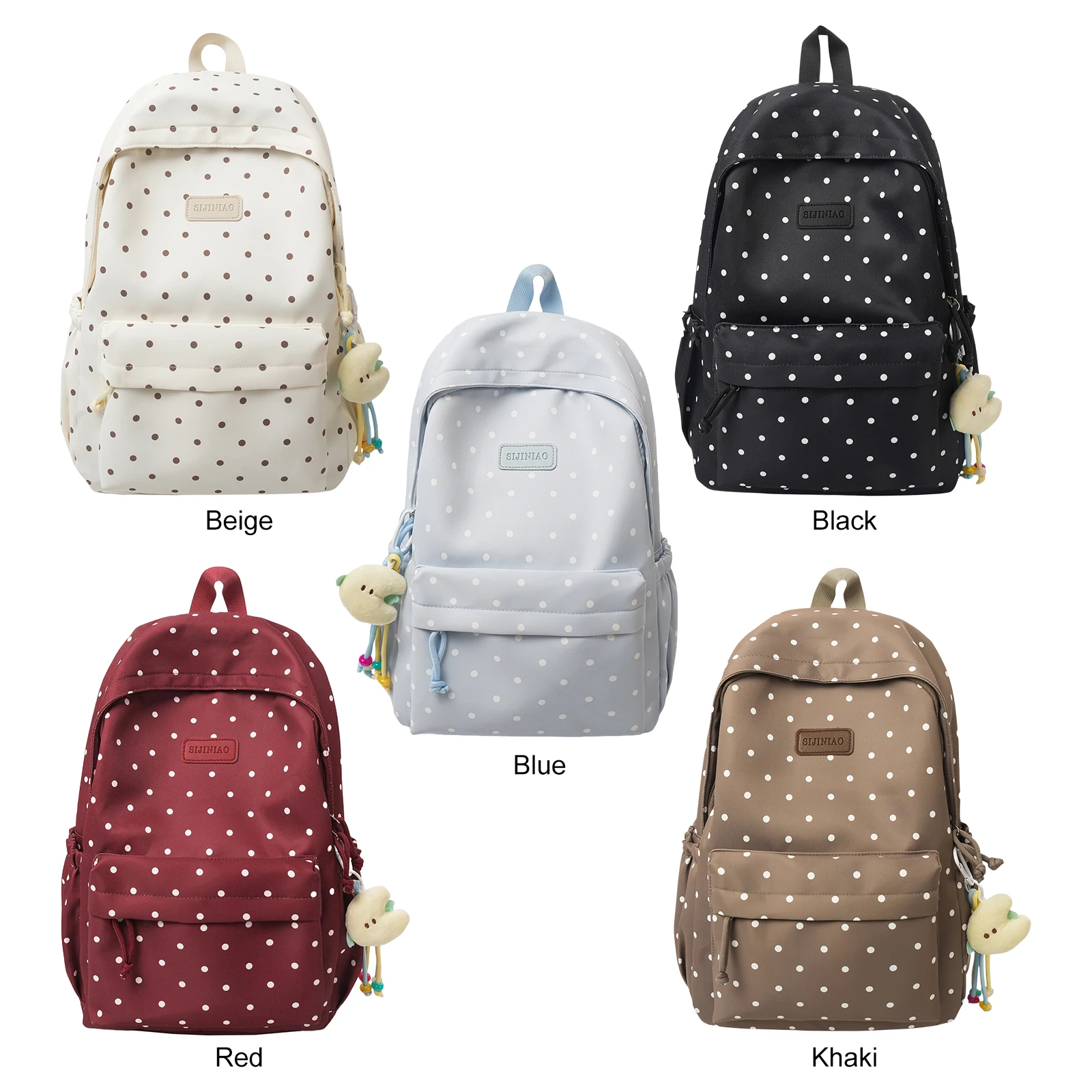

Cute Polka Dot Casual Daypack Large Capacity Lightweight Bookbag Computer Bag for Female Elementary & Middle Students