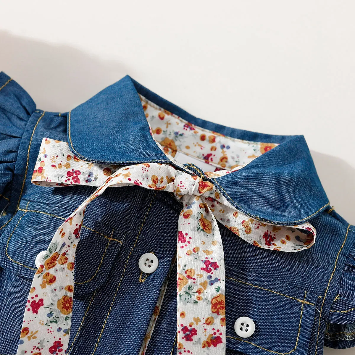 Princess Birthday Dress for Baby Girls: Adorable Sleeveless Denim Dress with Lapel