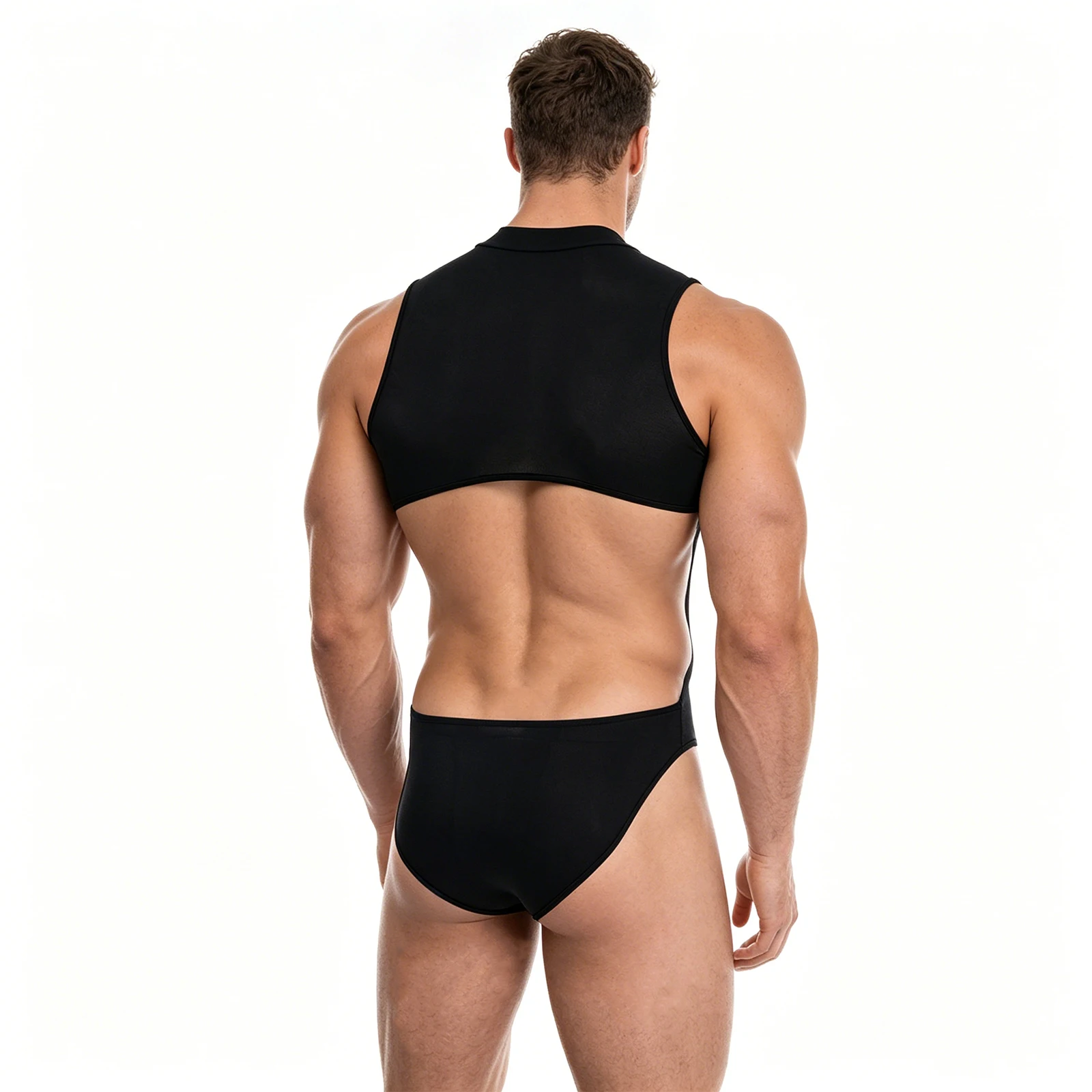 Mens Leotard Workout Swimming Bodysuit Hollow Out One-Piece Bathing Suit Bodybuilding Swimsuit Sport Wrestling Singlet