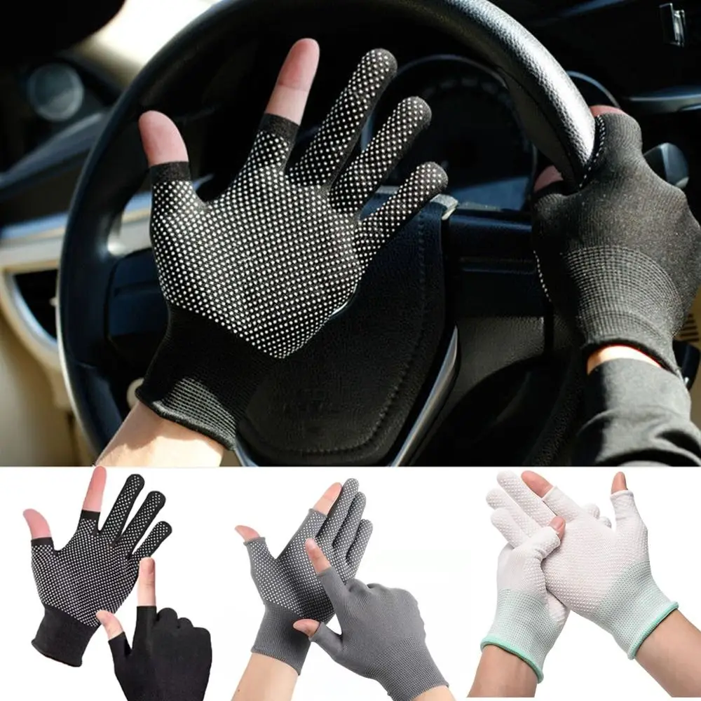 Sports/Biking Stretch Driving Gloves Wear Resistant Open Two Finger Fishing Gloves Anti-Slip Sunscreen Gloves Spring Summer