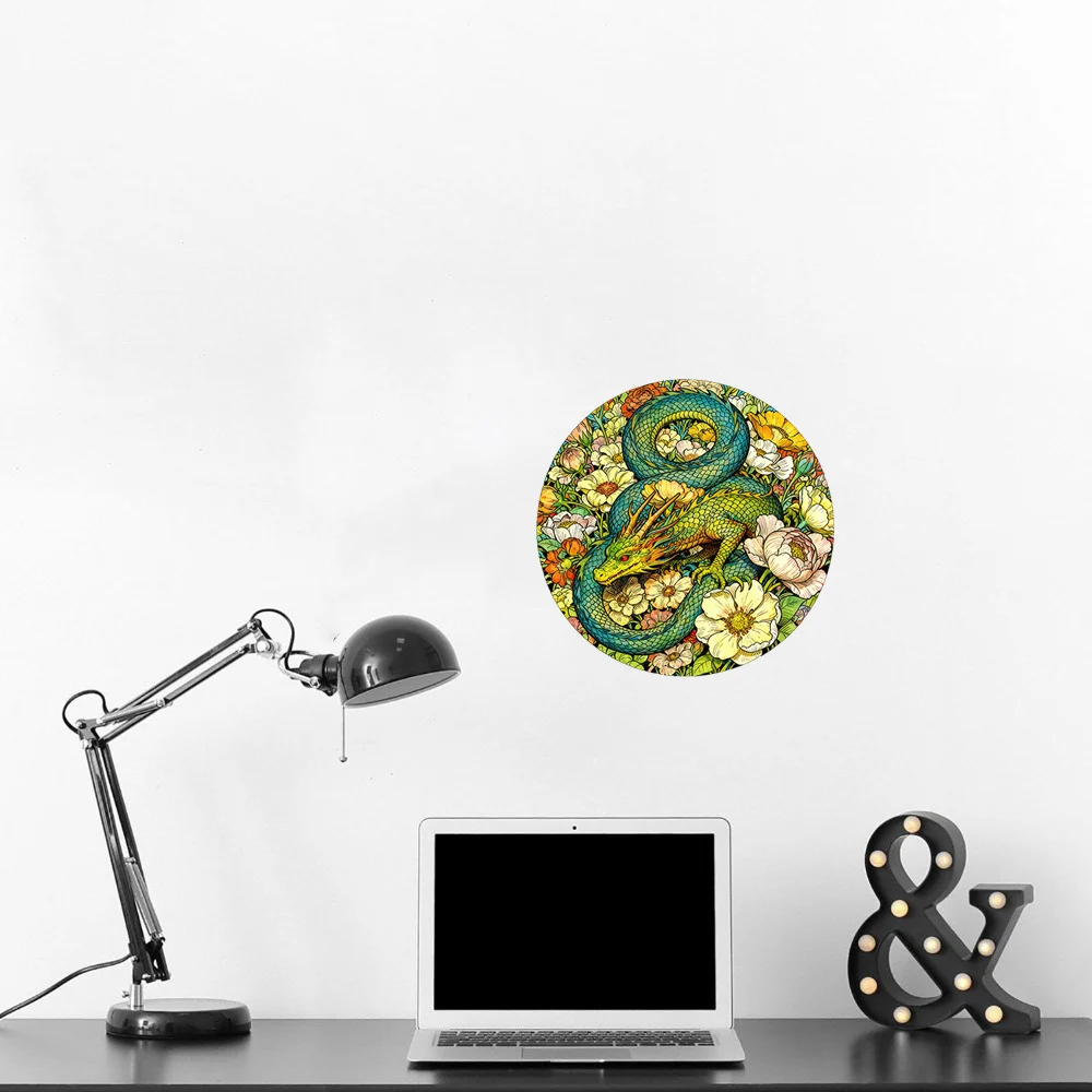 Three Ratels CFN172 Fantasy Green Dragon in the Flowers wall stickers for home decoration personalized car decals