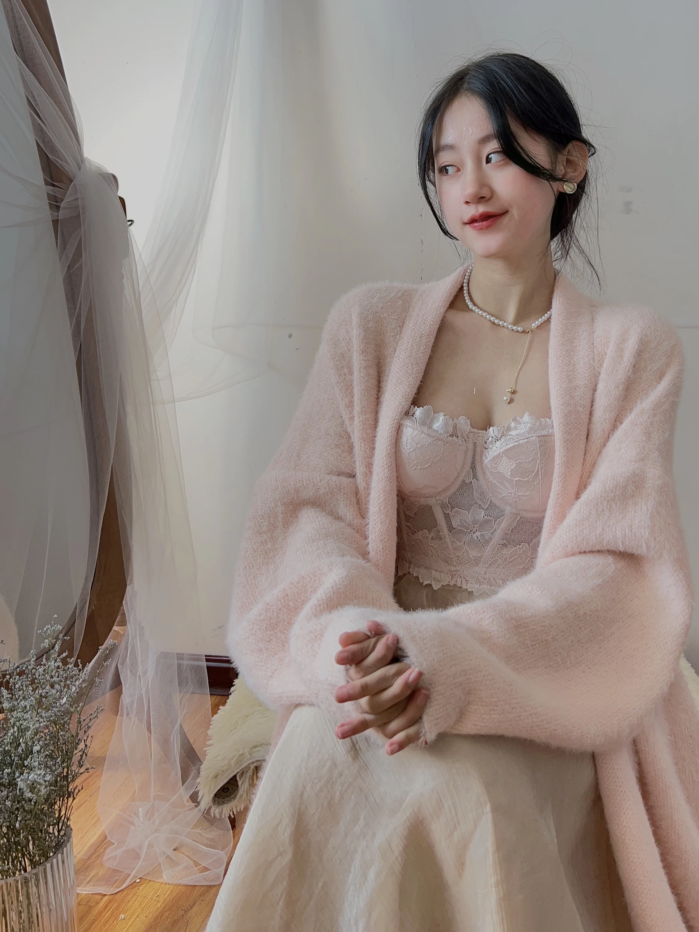 

Комплект из плюшевого жилета Rongda Xi Sweet Pink с бретельками Fibone: уютный и элегантный женский топ для свиданий и вечеринок