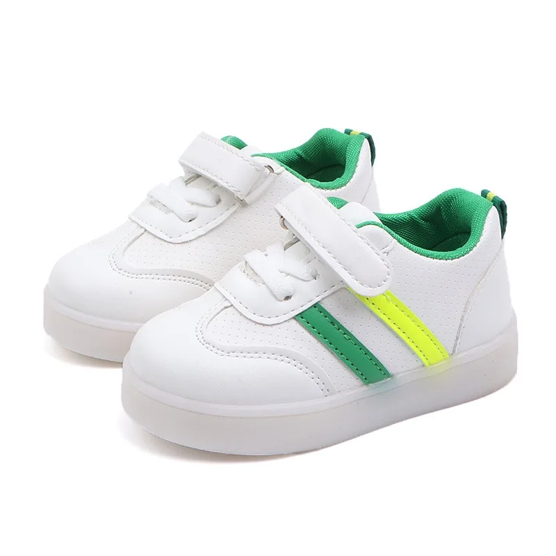 Boys Girls Beach Sneakers Boots LED Luminous Light   Button Lock Laces Shoes Cartoon Children's Baby Kids