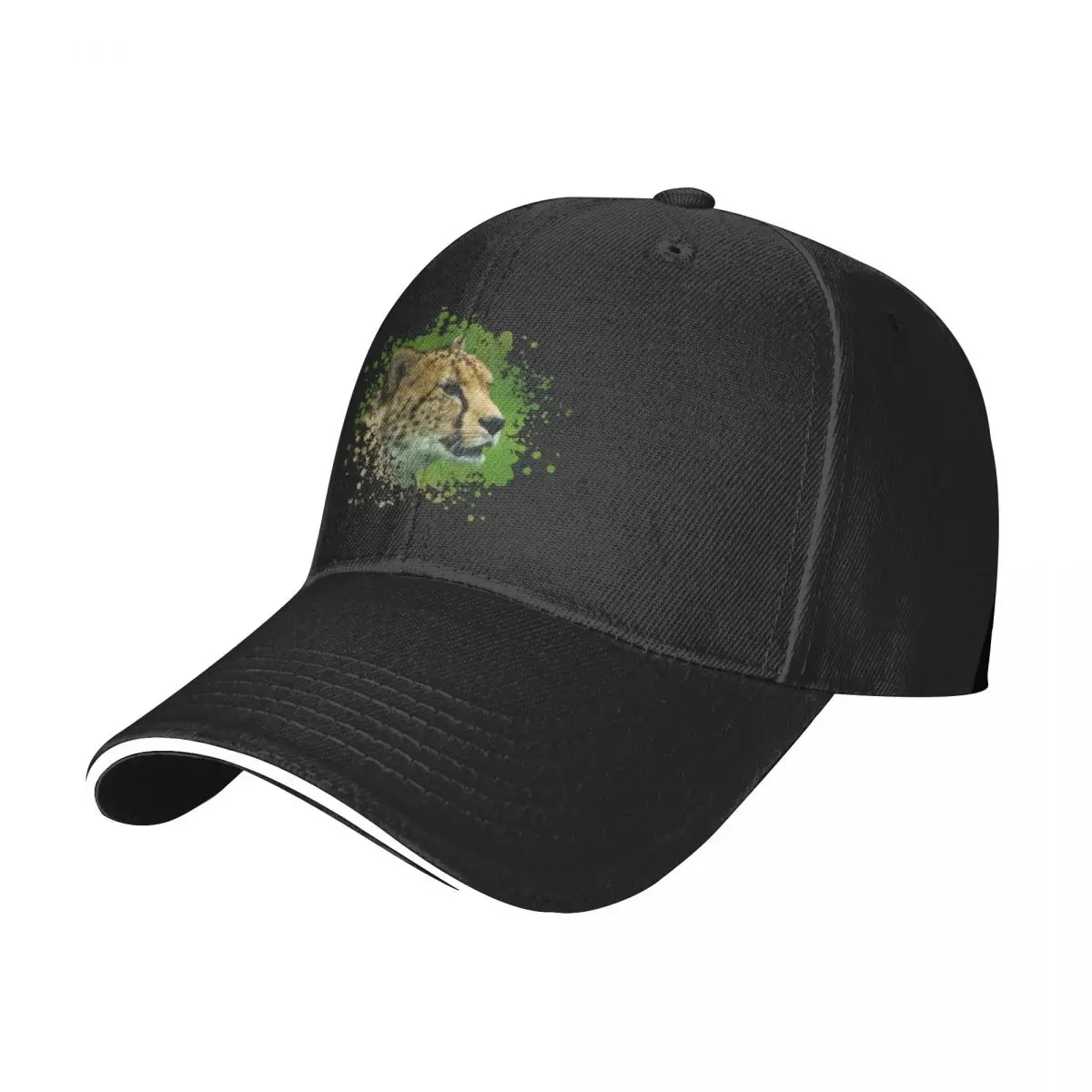 Cheetah On A Lookout Paint Splatter Baseball Cap Fashion Beach Big Size Hat Men's Baseball Women's