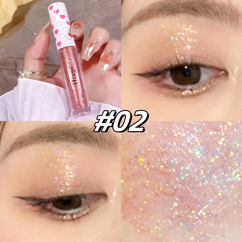 1Pc Liquid Eye Shadow Pearlescent Sequins Brighten Waterproof Shiny Sleeping Silkworm Monochrome Glitter Highlight Makeup